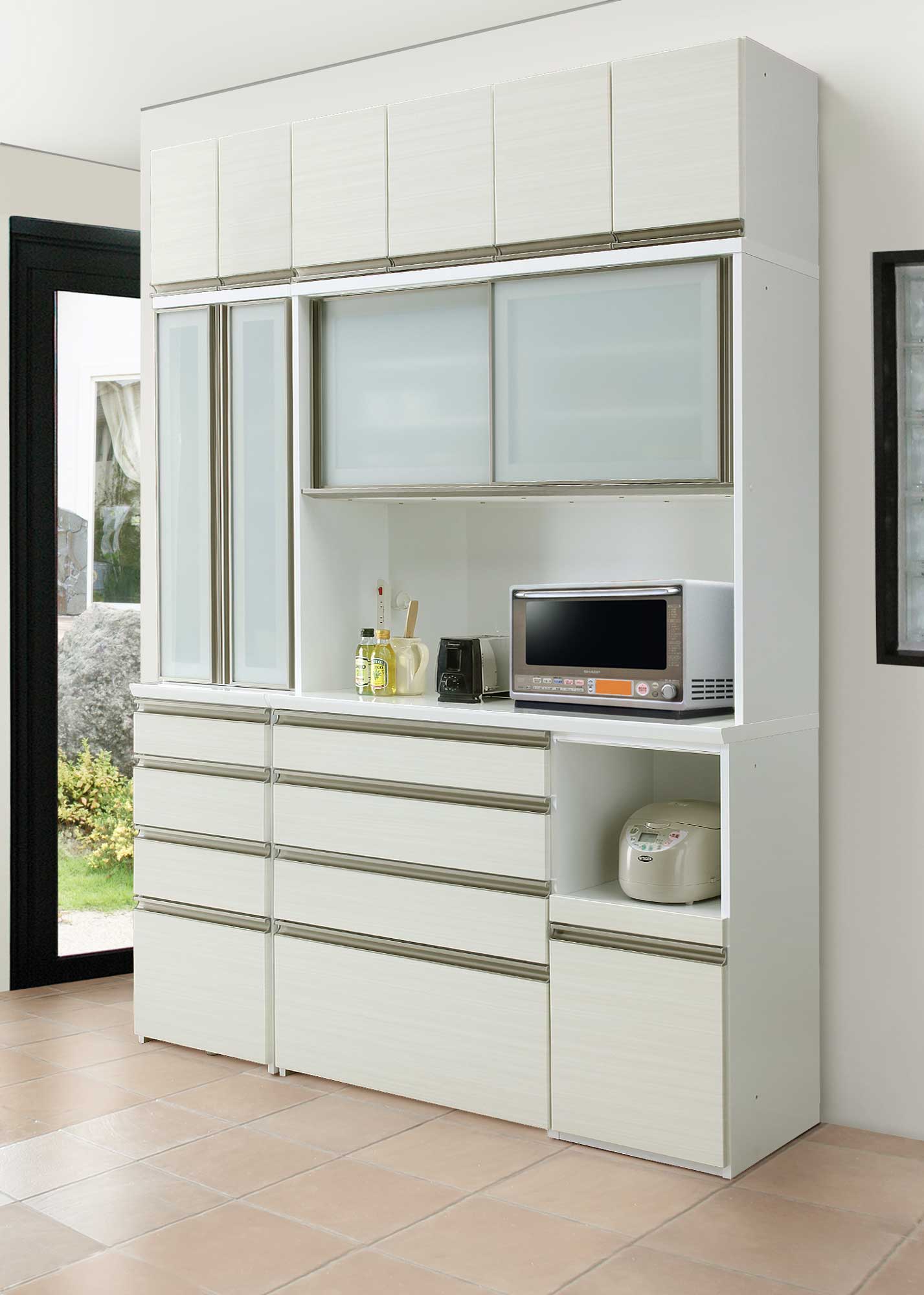 オンラインショッピング-ニトリ 食器棚 キッチンボード ホワイト WQTnb 